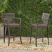 Outdoor PE rattan Barstools with Iron Frame (Set of 2), Multi Brown Default -DTYStore