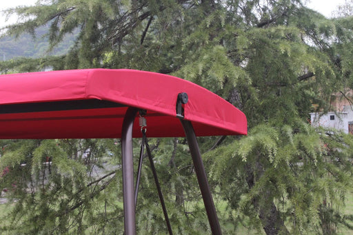 Outdoor Patio 3 seaters Metal Swing Chair Swing bed with Cushion and Adjustable Canopy Red Color Default -DTYStore