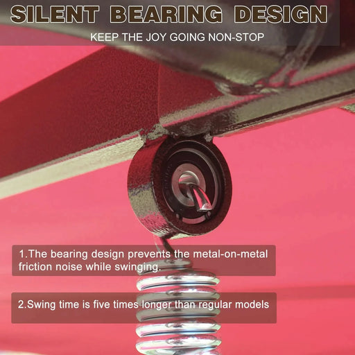 Outdoor Patio 3 seaters Metal Swing Chair Swing bed with Cushion and Adjustable Canopy Red Color Default -DTYStore