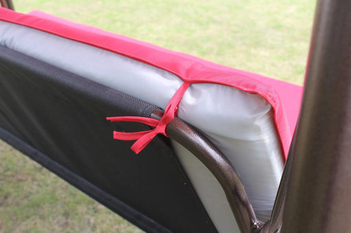 Outdoor Patio 3 seaters Metal Swing Chair Swing bed with Cushion and Adjustable Canopy Red Color Default -DTYStore