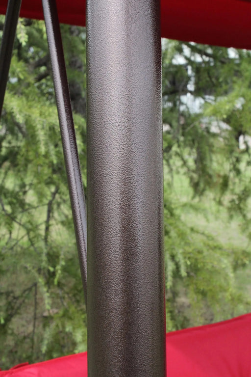 Outdoor Patio 3 seaters Metal Swing Chair Swing bed with Cushion and Adjustable Canopy Red Color Default -DTYStore