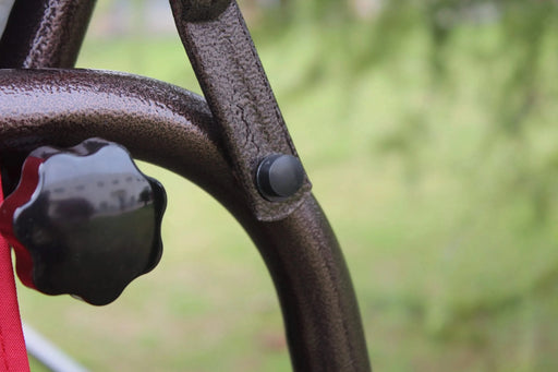 Outdoor Patio 3 seaters Metal Swing Chair Swing bed with Cushion and Adjustable Canopy Red Color Default -DTYStore