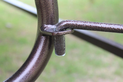 Outdoor Patio 3 seaters Metal Swing Chair Swing bed with Cushion and Adjustable Canopy Red Color Default -DTYStore