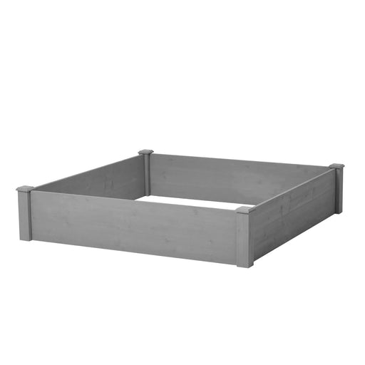 Outdoor Raised Garden Bed 48x48x10'', Tool-Free Assembly, Gray Solid Wood Planter Box Default -DTYStore