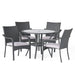 Outdoor Rattan Dining Set with 4 Dining Chairs,Grey Default -DTYStore