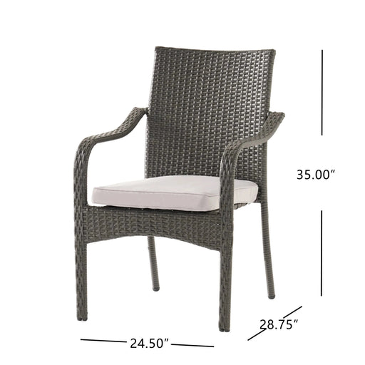 Outdoor Rattan Dining Set with 4 Dining Chairs,Grey Default -DTYStore