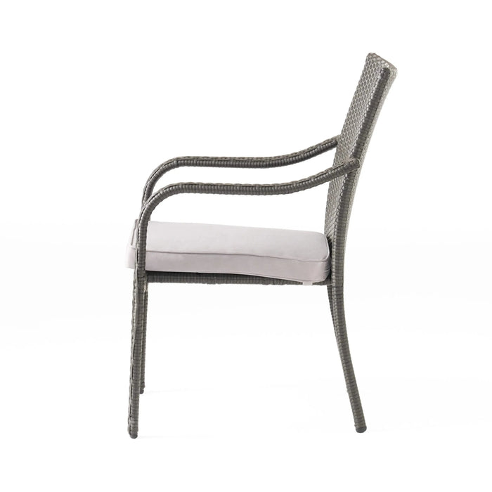 Outdoor Rattan Dining Set with 4 Dining Chairs,Grey Default -DTYStore