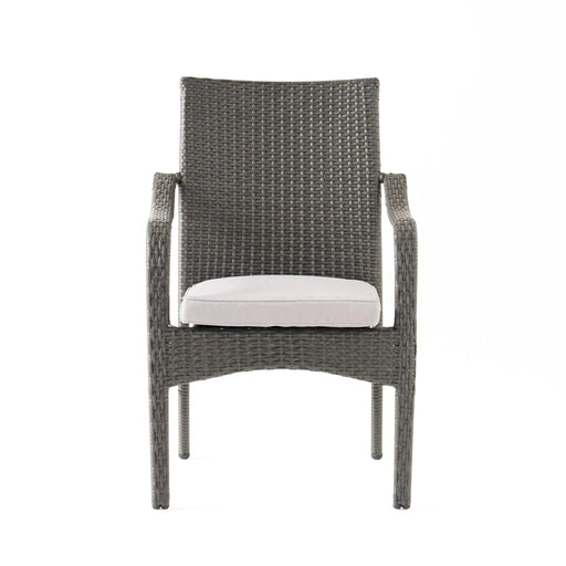 Outdoor Rattan Dining Set with 4 Dining Chairs,Grey Default -DTYStore