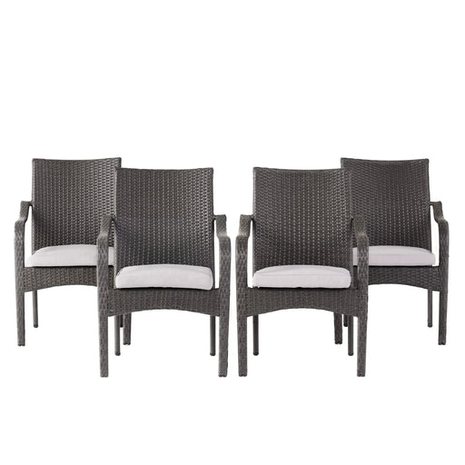 Outdoor Rattan Dining Set with 4 Dining Chairs,Grey Default -DTYStore