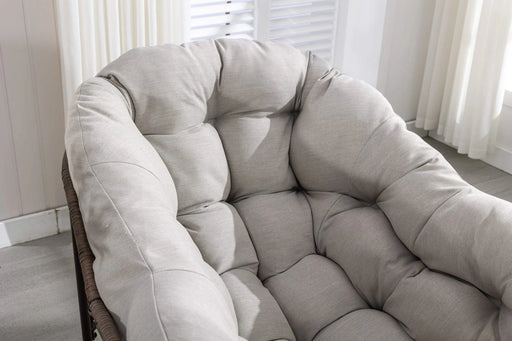 Outdoor Rattan Rocking Chair,Padded Cushion Rocker Recliner Chair Outdoor for Front Porch, Living Room, Patio, Garden, Beige Default -DTYStore