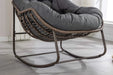 Outdoor Rattan Rocking Chair, Padded Cushion Rocker Recliner for Porch, Patio, Garden-DTYStore