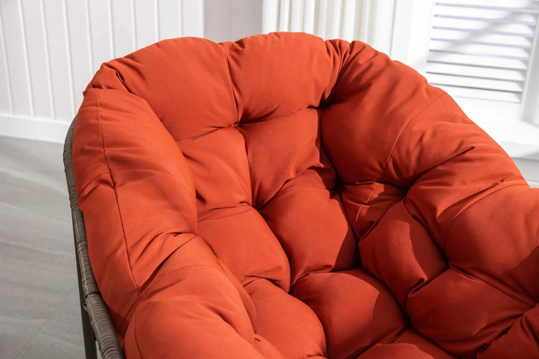 Outdoor Rattan Rocking Chair, Padded Cushion Rocker Recliner for Porch, Patio, Garden-DTYStore