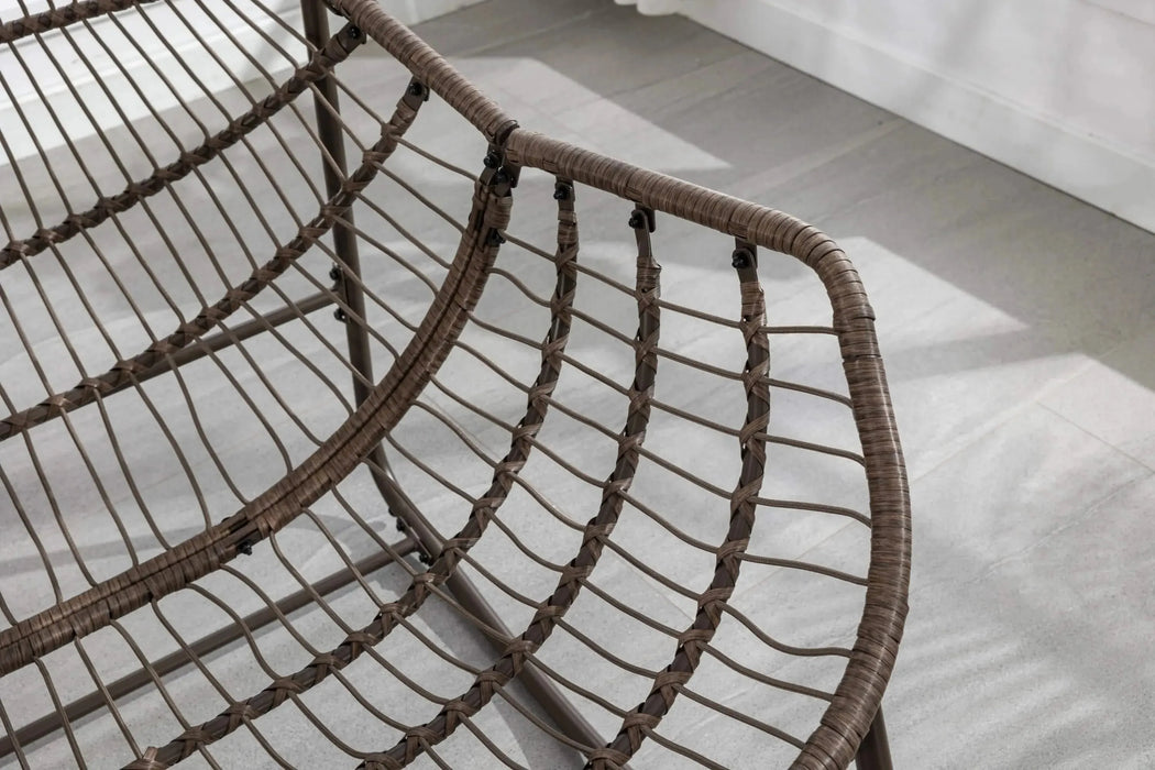 Outdoor Rattan Rocking Chair, Padded Cushion Rocker Recliner for Porch, Patio, Garden-DTYStore