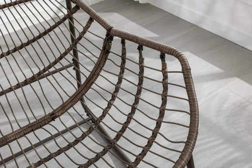 Outdoor Rattan Rocking Chair, Padded Cushion Rocker Recliner for Porch, Patio, Garden-DTYStore