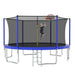 Outdoor Recreational 14FT Trampoline for Kids with Safety Enclosure Net and Ladder - Blue Metal Frame Default -DTYStore