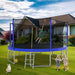 Outdoor Recreational 14FT Trampoline for Kids with Safety Enclosure Net and Ladder - Blue Metal Frame Default -DTYStore