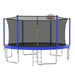 Outdoor Recreational 14FT Trampoline for Kids with Safety Enclosure Net and Ladder - Blue Metal Frame Default -DTYStore