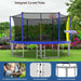 Outdoor Recreational 14FT Trampoline for Kids with Safety Enclosure Net and Ladder - Blue Metal Frame Default -DTYStore