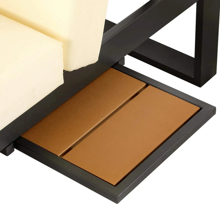 Outdoor Sectional Sofa Set with Adjustable Reclining Seats for Backyard, Poolside and Balcony, Beige, Iron and WPC Default -DTYStore