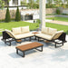 Outdoor Sectional Sofa Set with Adjustable Reclining Seats for Backyard, Poolside and Balcony, Beige, Iron and WPC Default -DTYStore
