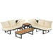 Outdoor Sectional Sofa Set with Adjustable Reclining Seats for Backyard, Poolside and Balcony, Beige, Iron and WPC Default -DTYStore