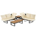 Outdoor Sectional Sofa Set with Adjustable Reclining Seats for Backyard, Poolside and Balcony, Beige, Iron and WPC Default -DTYStore
