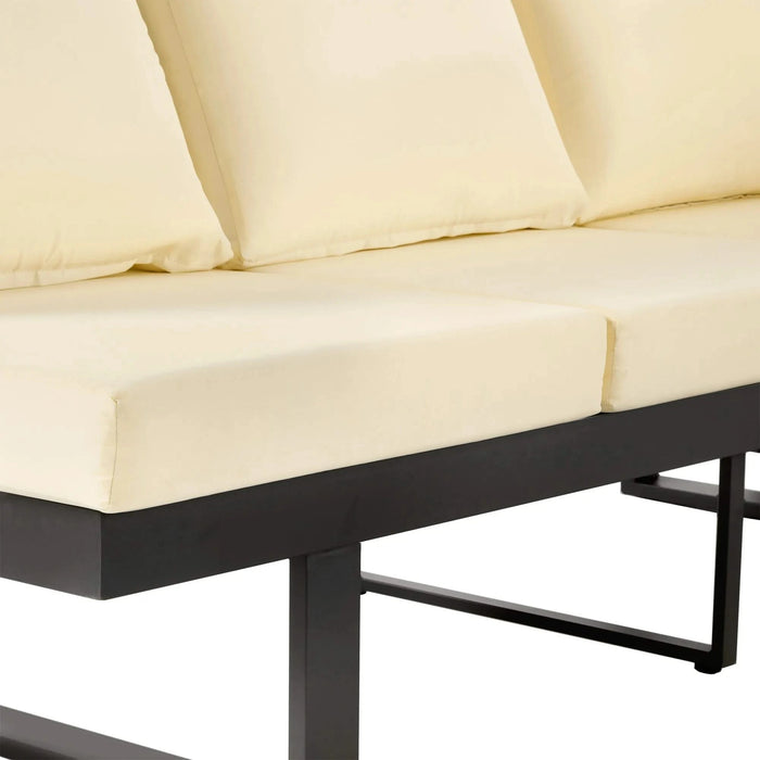 Outdoor Sectional Sofa Set with Adjustable Reclining Seats for Backyard, Poolside and Balcony, Beige, Iron and WPC Default -DTYStore