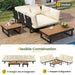Outdoor Sectional Sofa Set with Adjustable Reclining Seats for Backyard, Poolside and Balcony, Beige, Iron and WPC Default -DTYStore