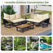 Outdoor Sectional Sofa Set with Adjustable Reclining Seats for Backyard, Poolside and Balcony, Beige, Iron and WPC Default -DTYStore
