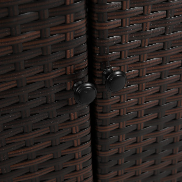 Outdoor Wicker Bar Cart, Patio Wine Serving Cart w/Wheels , Rolling Rattan Beverage Bar Counter Table w/Glass Top for Porch Backyard Garden Poolside Party, Light brown Default -DTYStore