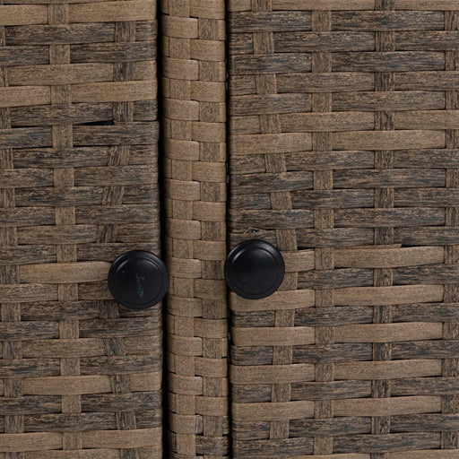 Outdoor Wicker Bar Cart, Patio Wine Serving Cart w/Wheels , Rolling Rattan Beverage Bar Counter Table w/Glass Top for Porch Backyard Garden Poolside Party, Light brown Default -DTYStore