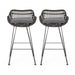 Outdoor Wicker Barstool with Cushions, Set of 2, Grey Default -DTYStore