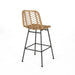 Outdoor Wicker Barstool with Thin Angled Legs, Set of 2, Light Brown Default -DTYStore