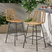 Outdoor Wicker Barstool with Thin Angled Legs, Set of 2, Light Brown Default -DTYStore