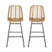 Outdoor Wicker Barstool with Thin Angled Legs, Set of 2, Light Brown Default -DTYStore