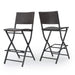 Outdoor Wicker Barstools Faux Rattan Patio Bar Stools Foldable Chair, Multibrown, Set of 2 Default -DTYStore