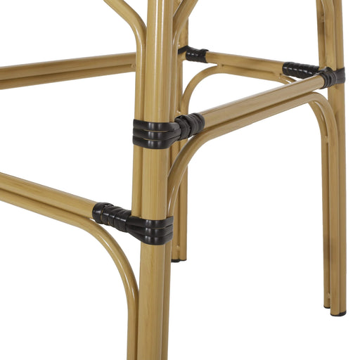 Outdoor Wicker and Aluminum 29.5' French Barstools Set of 2, Black Bamboo Print Finish Default -DTYStore
