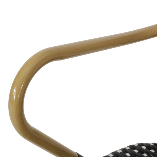 Outdoor Wicker and Aluminum 29.5' French Barstools Set of 2, Black Bamboo Print Finish Default -DTYStore