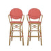 Outdoor Wicker and Aluminum 29.5' French Barstools, Set of 2, Red, Bamboo Print Finish Default -DTYStore