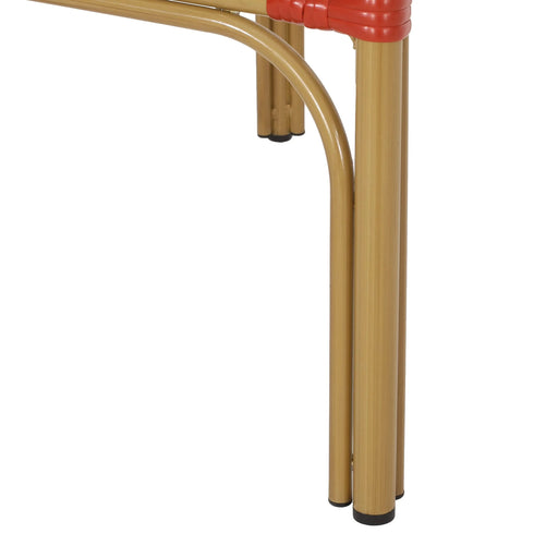 Outdoor Wicker and Aluminum 29.5' French Barstools, Set of 2, Red, Bamboo Print Finish Default -DTYStore