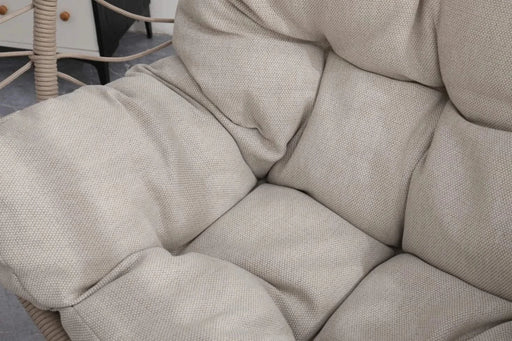 Outdoor egg-shaped hanging chair with stand, patio wicker swing egg-shaped chair, indoor rocking chair, outdoor hammock egg-shaped chair, linen gray Default -DTYStore