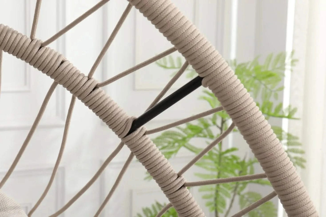 Outdoor egg-shaped hanging chair with stand, patio wicker swing egg-shaped chair, indoor rocking chair, outdoor hammock egg-shaped chair, linen gray Default -DTYStore