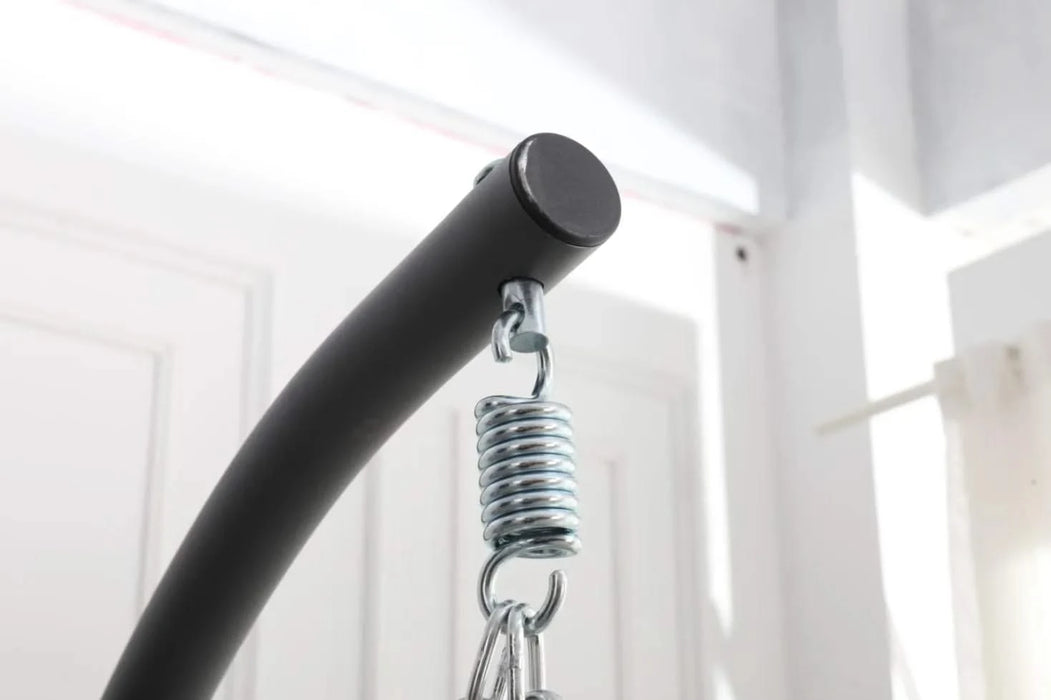 Outdoor egg-shaped hanging chair with stand, patio wicker swing egg-shaped chair, indoor rocking chair, outdoor hammock egg-shaped chair, linen gray Default -DTYStore