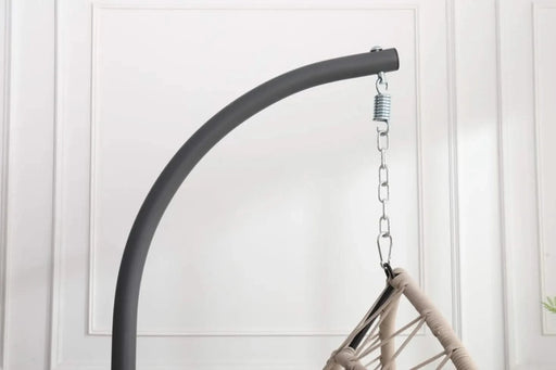 Outdoor egg-shaped hanging chair with stand, patio wicker swing egg-shaped chair, indoor rocking chair, outdoor hammock egg-shaped chair, linen gray Default -DTYStore