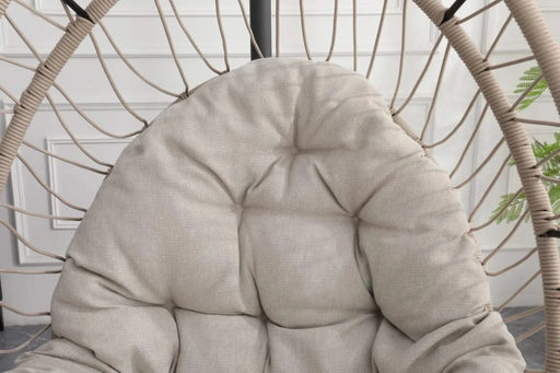 Outdoor egg-shaped hanging chair with stand, patio wicker swing egg-shaped chair, indoor rocking chair, outdoor hammock egg-shaped chair, linen gray Default -DTYStore