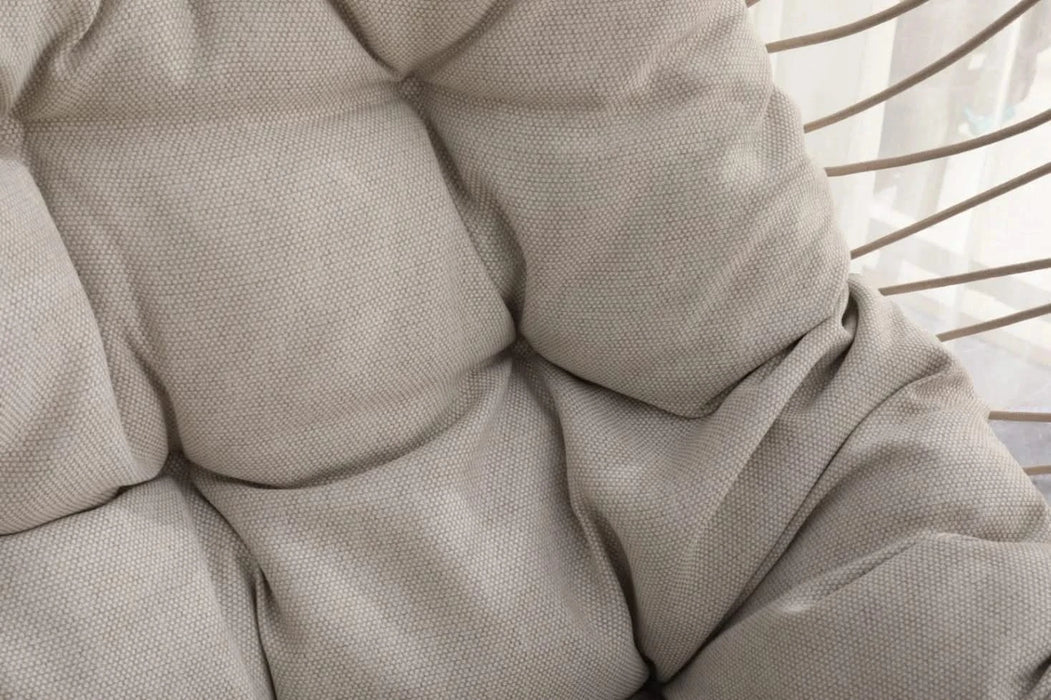 Outdoor egg-shaped hanging chair with stand, patio wicker swing egg-shaped chair, indoor rocking chair, outdoor hammock egg-shaped chair, linen gray Default -DTYStore