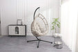 Outdoor egg-shaped hanging chair with stand, patio wicker swing egg-shaped chair, indoor rocking chair, outdoor hammock egg-shaped chair, linen gray Default -DTYStore