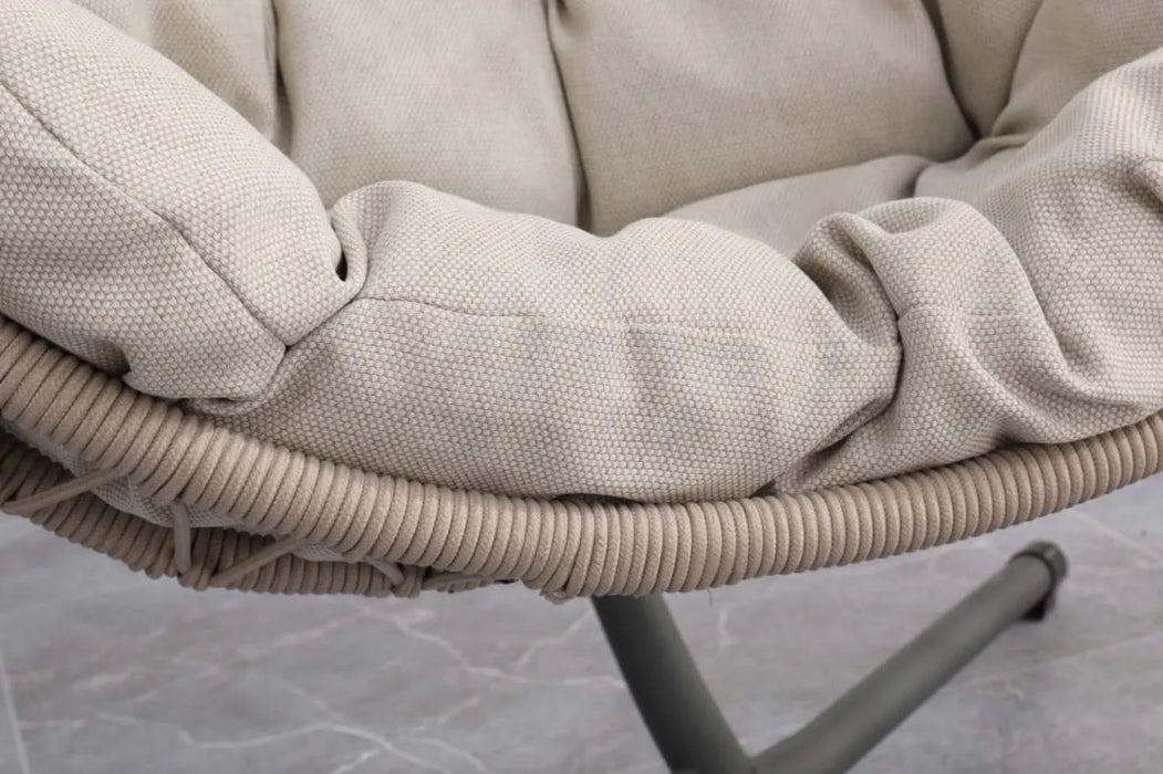 Outdoor egg-shaped hanging chair with stand, patio wicker swing egg-shaped chair, indoor rocking chair, outdoor hammock egg-shaped chair, linen gray Default -DTYStore