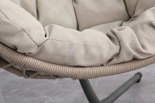 Outdoor egg-shaped hanging chair with stand, patio wicker swing egg-shaped chair, indoor rocking chair, outdoor hammock egg-shaped chair, linen gray Default -DTYStore