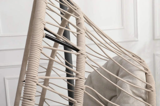 Outdoor egg-shaped hanging chair with stand, patio wicker swing egg-shaped chair, indoor rocking chair, outdoor hammock egg-shaped chair, linen gray Default -DTYStore